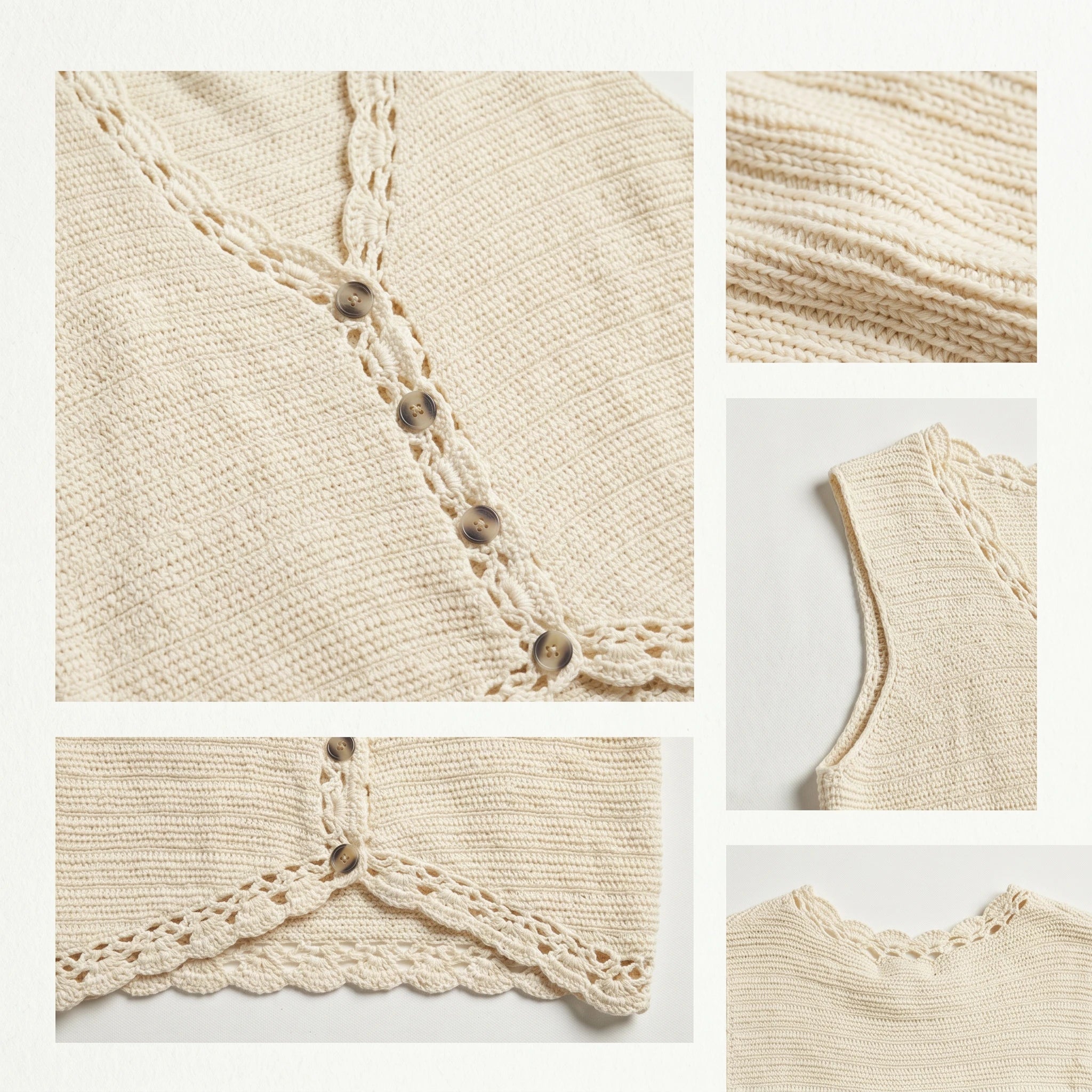 Crochet Button Front Vest WHD0606265