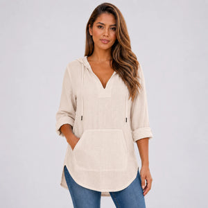 Gauze Hooded Tunic Top WHD0606267