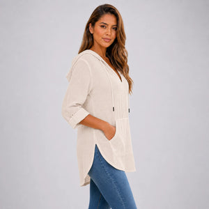 Gauze Hooded Tunic Top WHD0606267