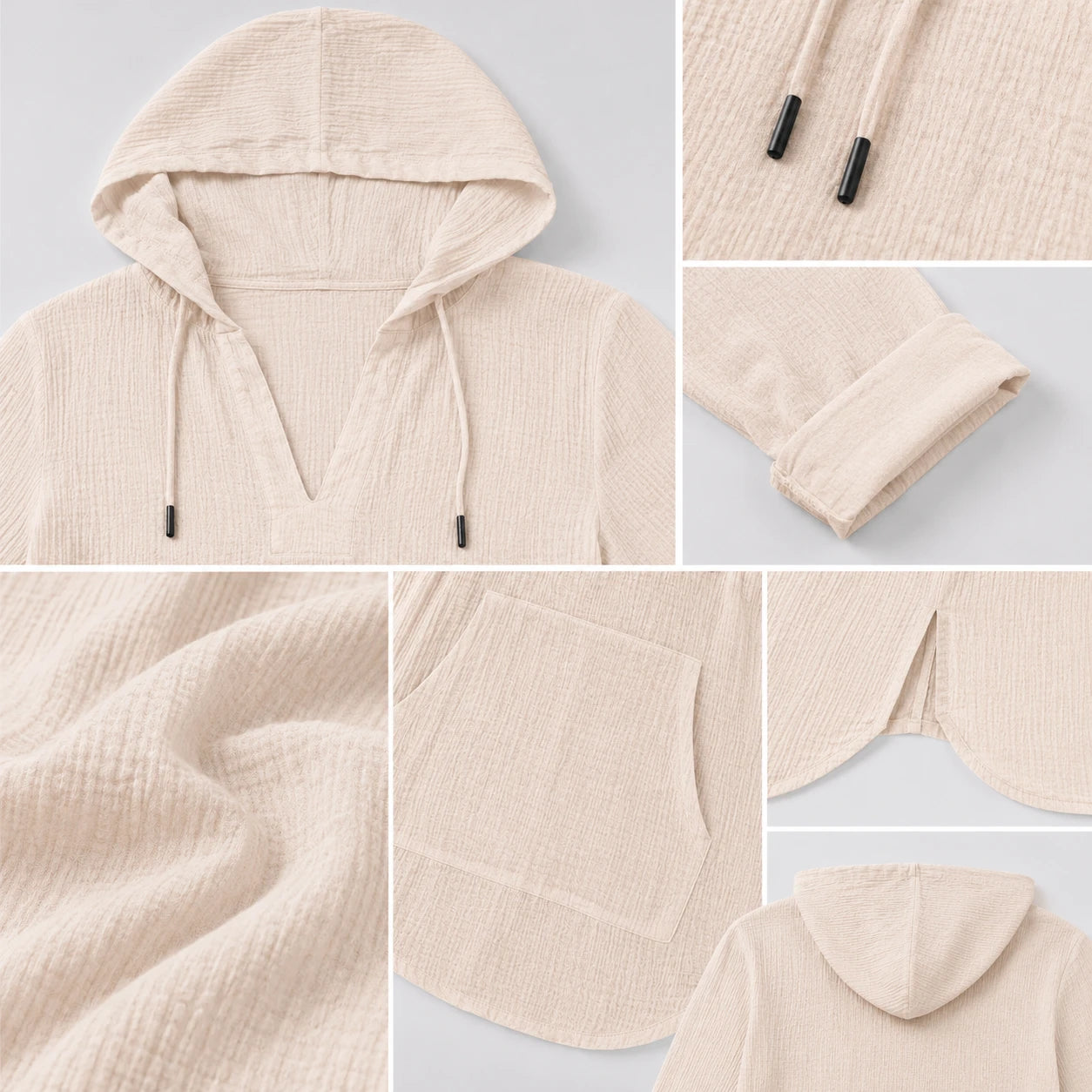 Gauze Hooded Tunic Top WHD0606267