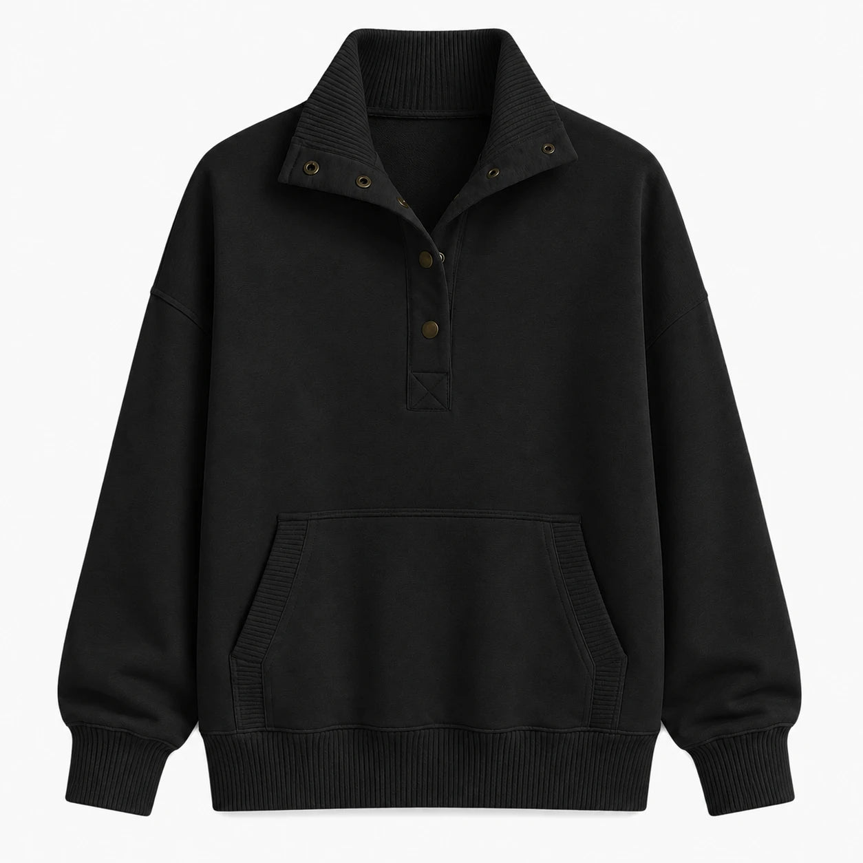 Snap-Collar Relaxed Pullover Top WHD0606270