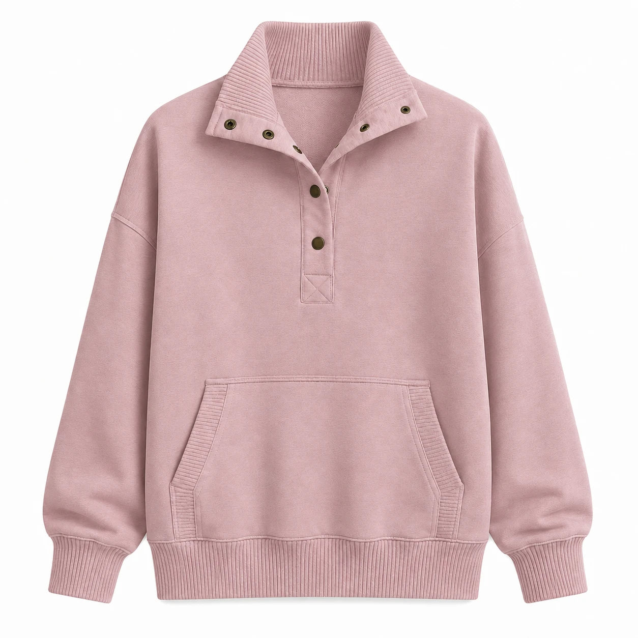 Snap-Collar Relaxed Pullover Top WHD0606270
