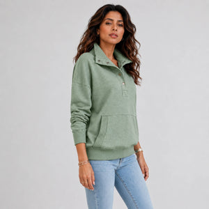 Snap-Collar Relaxed Pullover Top WHD0606270
