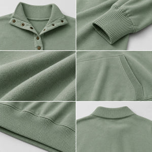 Snap-Collar Relaxed Pullover Top WHD0606270