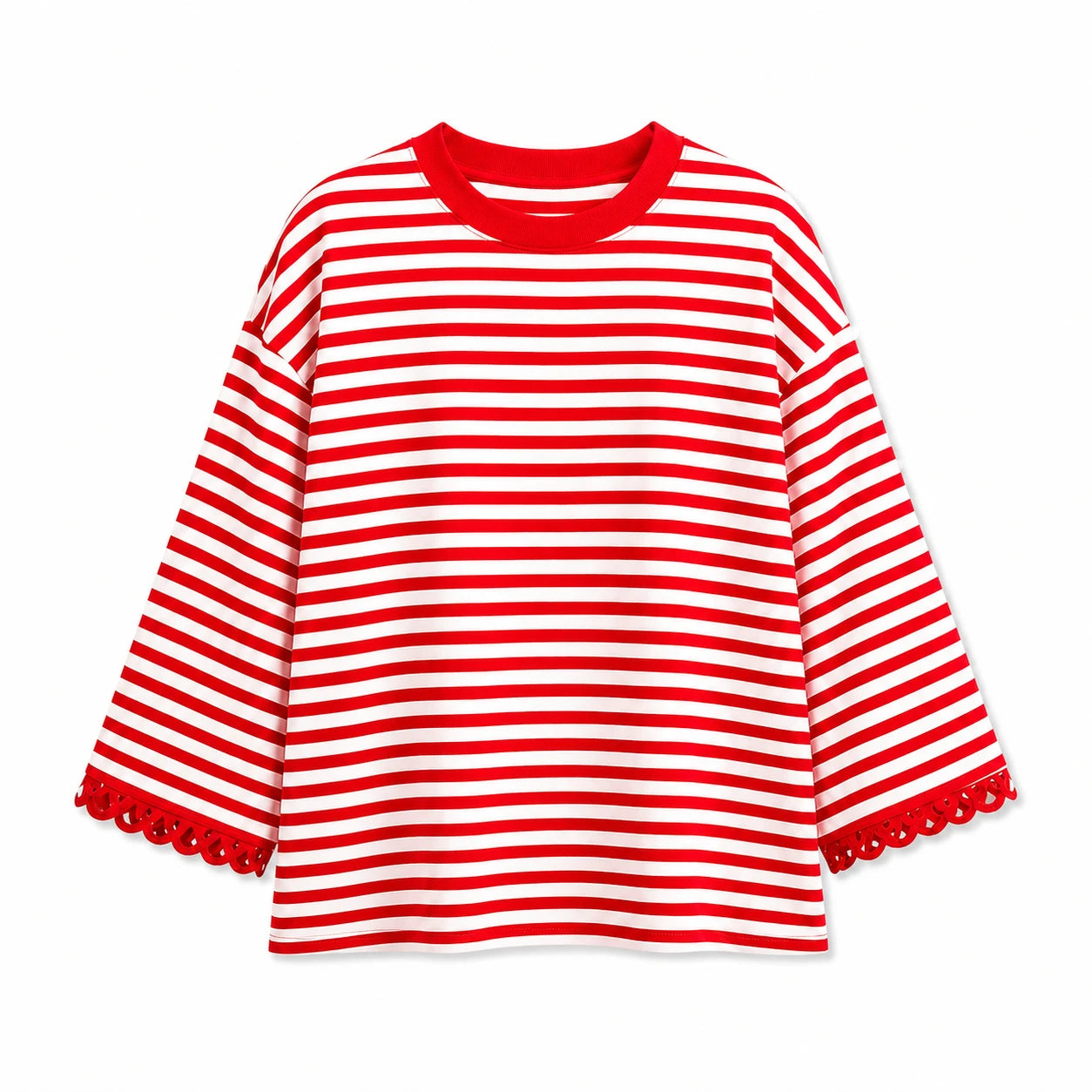 Striped Lace Cuff Top WHD0606274