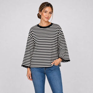 Striped Lace Cuff Top WHD0606274