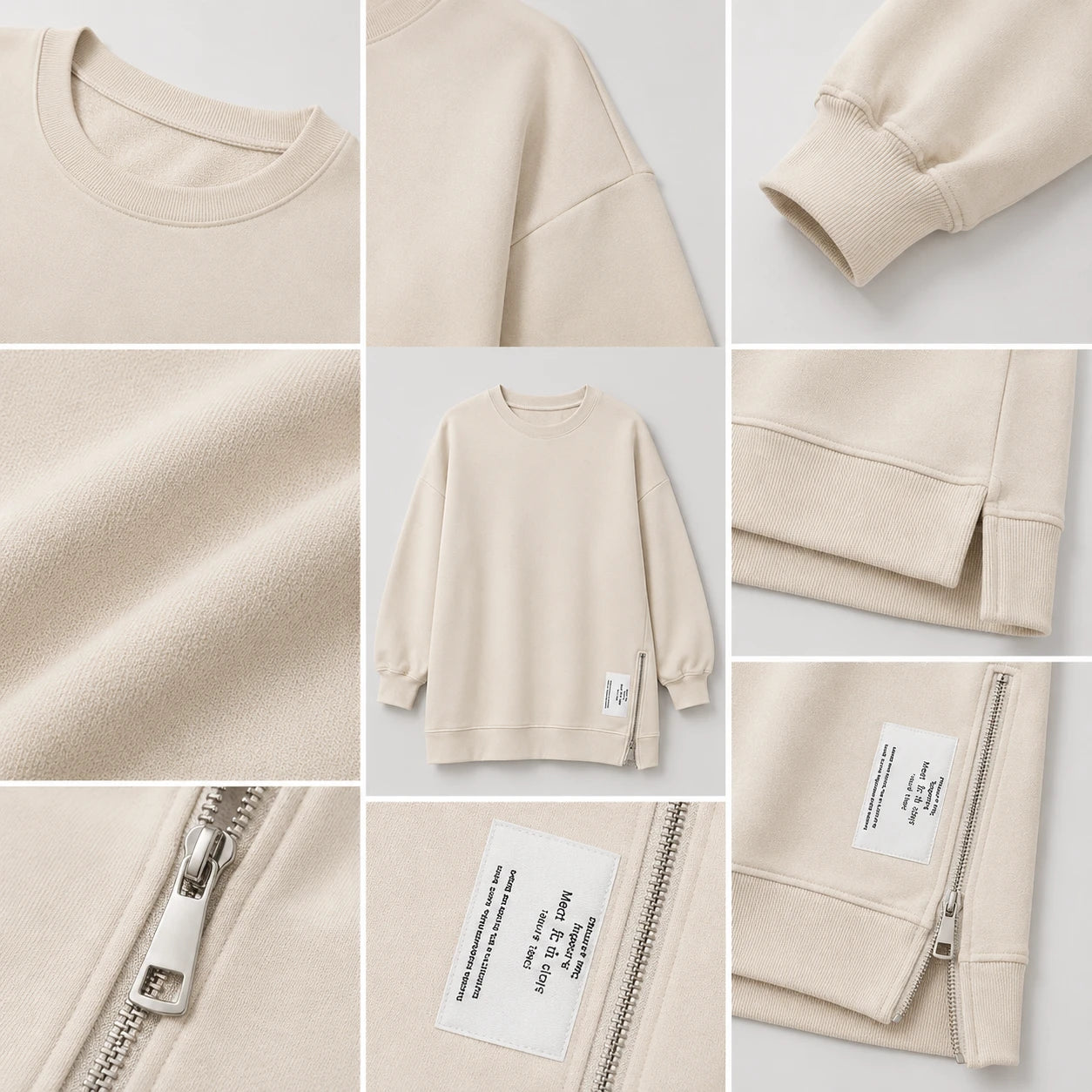 Side Zip Oversized Sweatshirt WHD0606275