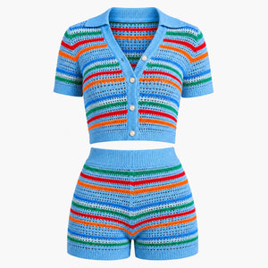 Striped Crochet Shorts Set WHD0606280
