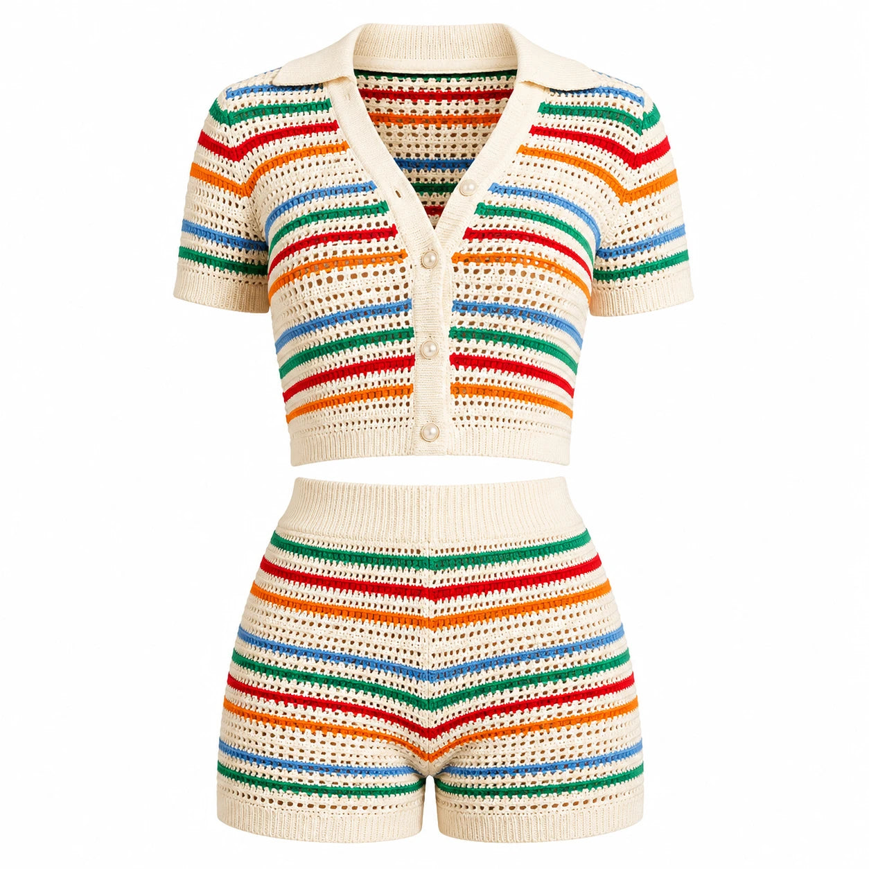 Striped Crochet Shorts Set WHD0606280