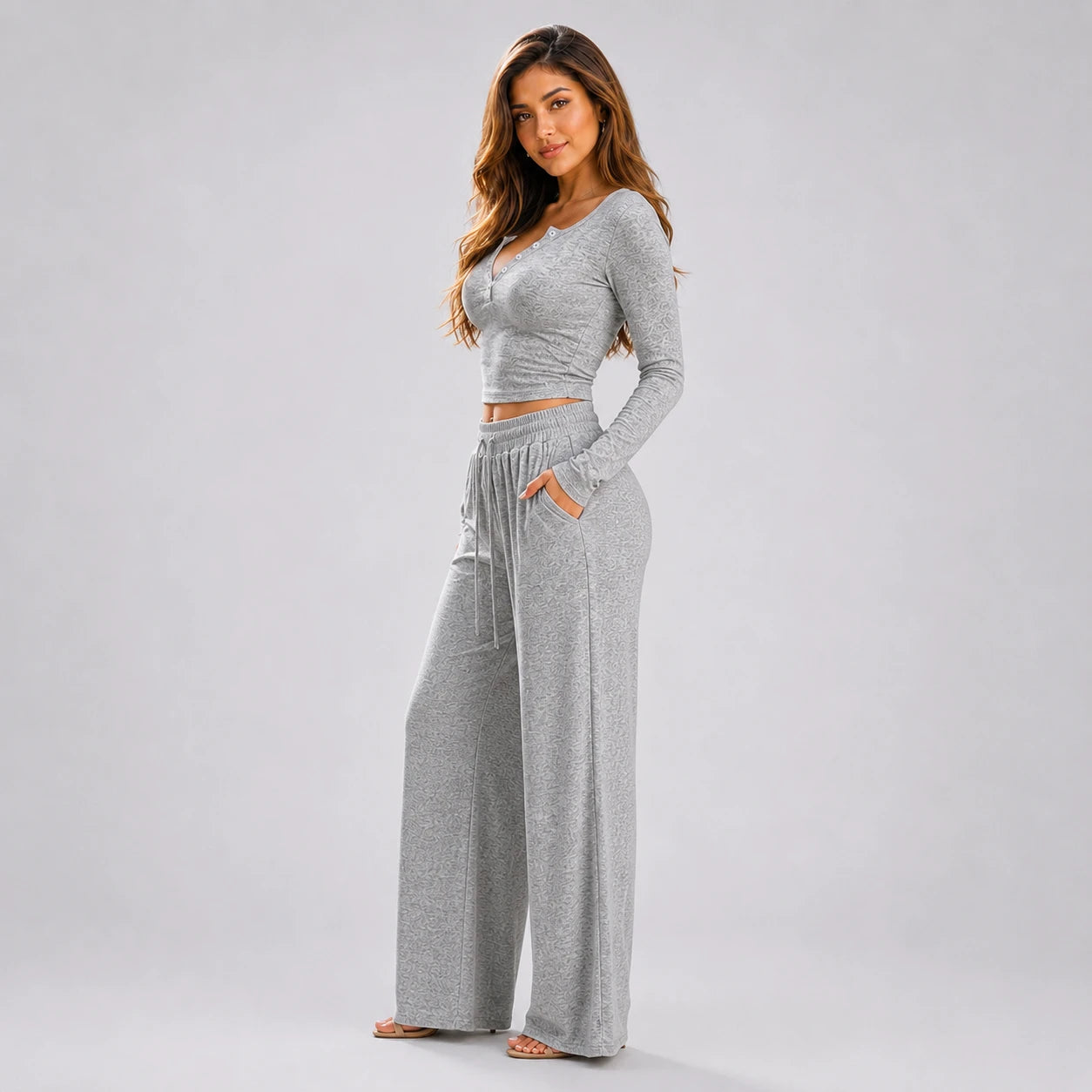 Grey Henley Lounge Set WHD0606281