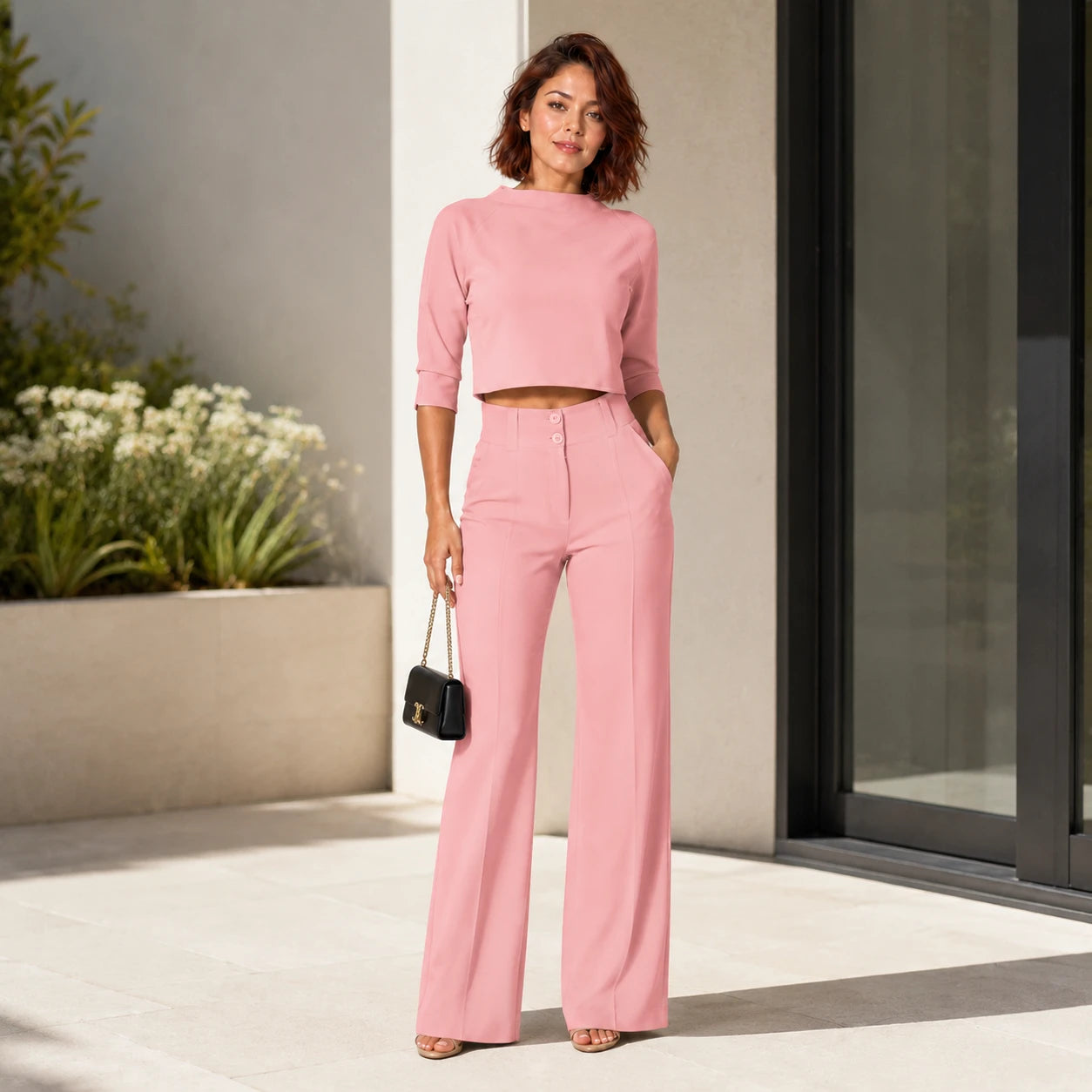Cropped Wide Leg Set WHD0606284