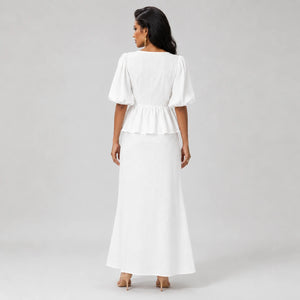 Tie-Front Peplum Skirt Set WHD0606285