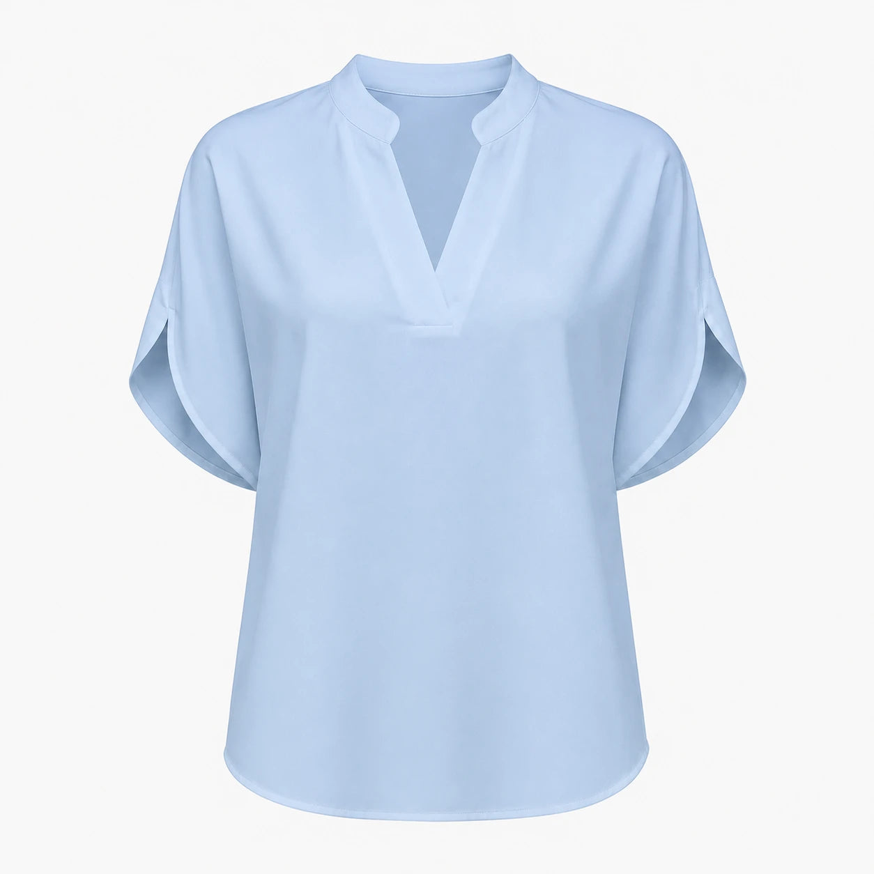Split Neck White Blouse WHD0606290
