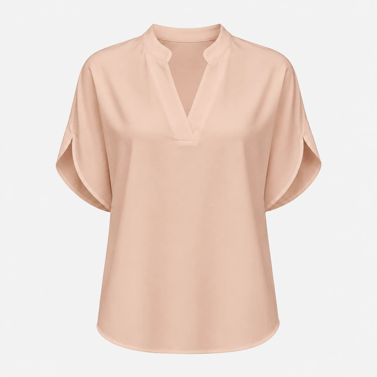 Split Neck White Blouse WHD0606290