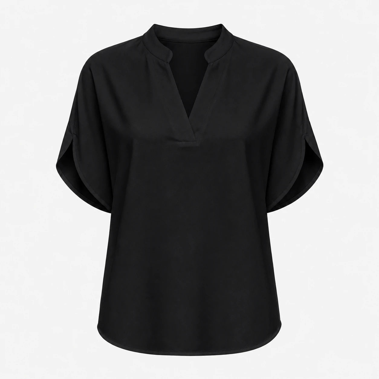 Split Neck White Blouse WHD0606290