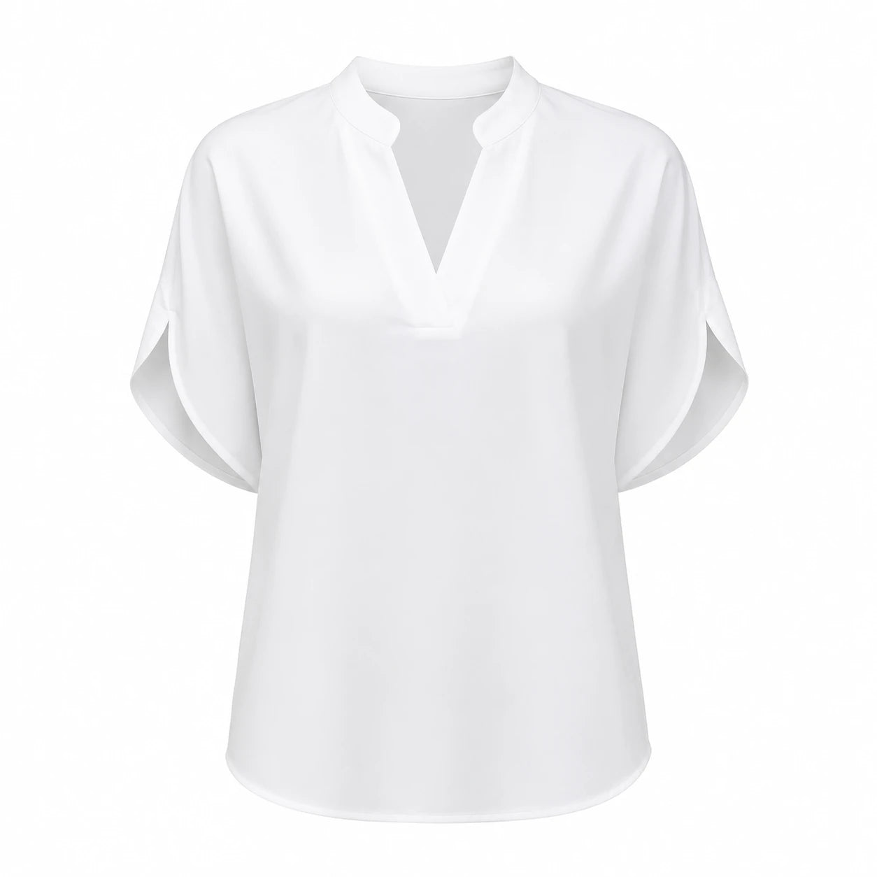 Split Neck White Blouse WHD0606290