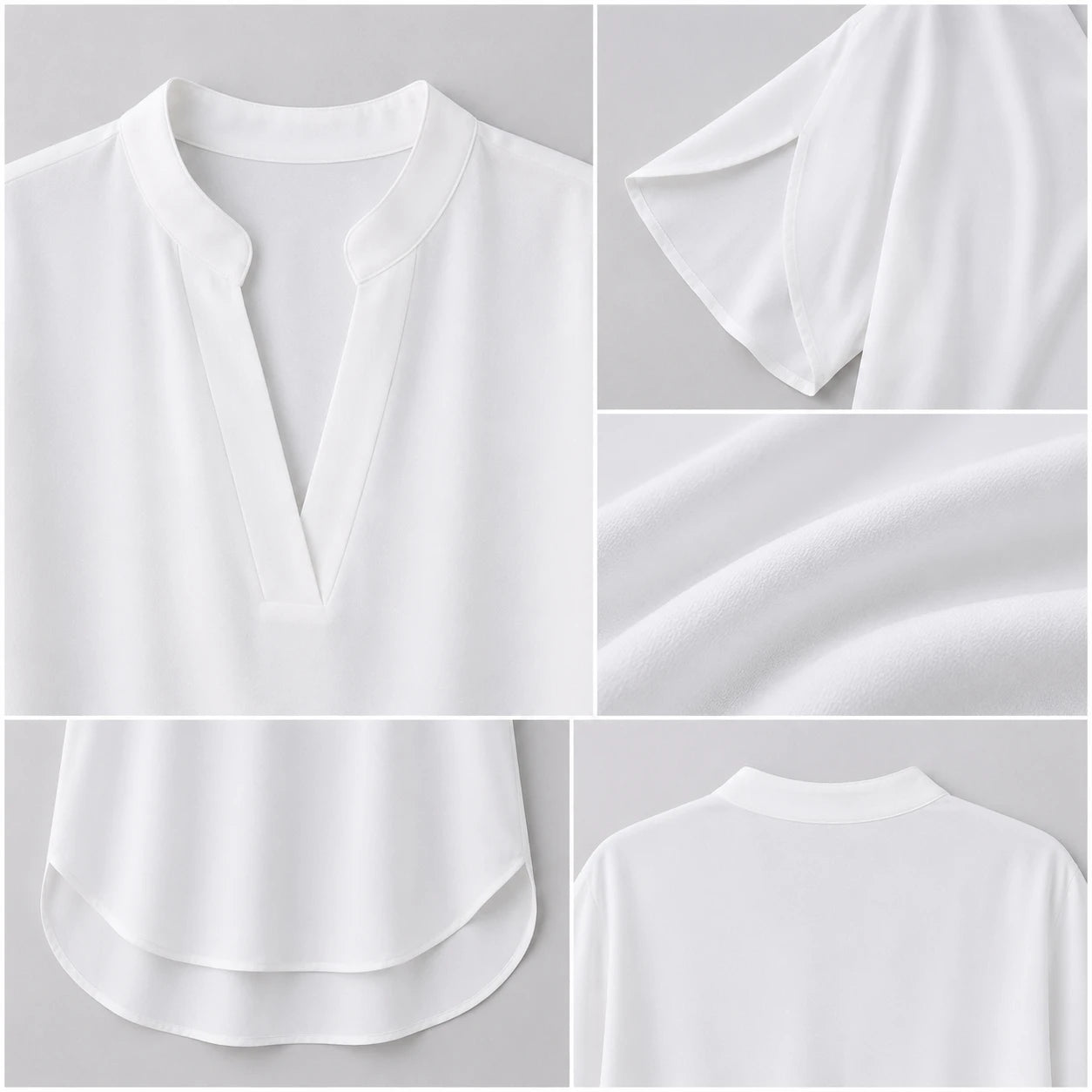 Split Neck White Blouse WHD0606290