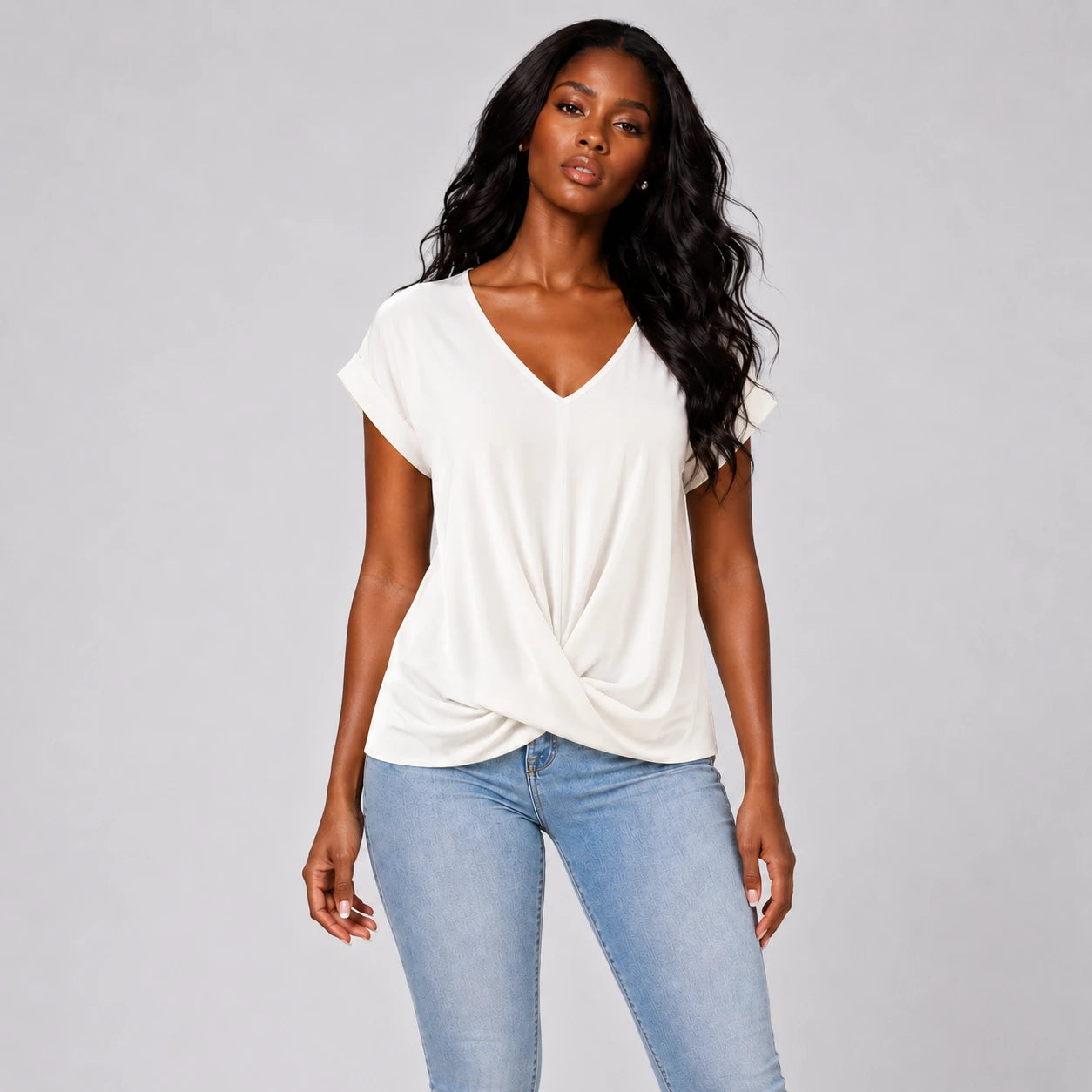Twist Front V-Neck Top WHD0606291
