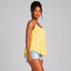 Openwork Yellow Cami Top WHD0606292