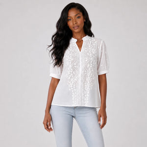 Eyelet Embroidered Shirt Top WHD0606293