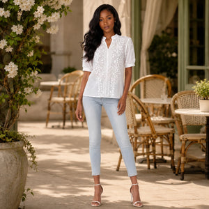 Eyelet Embroidered Shirt Top WHD0606293