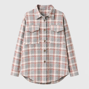 Plaid Button Front Shirt Jacket WHD0606295