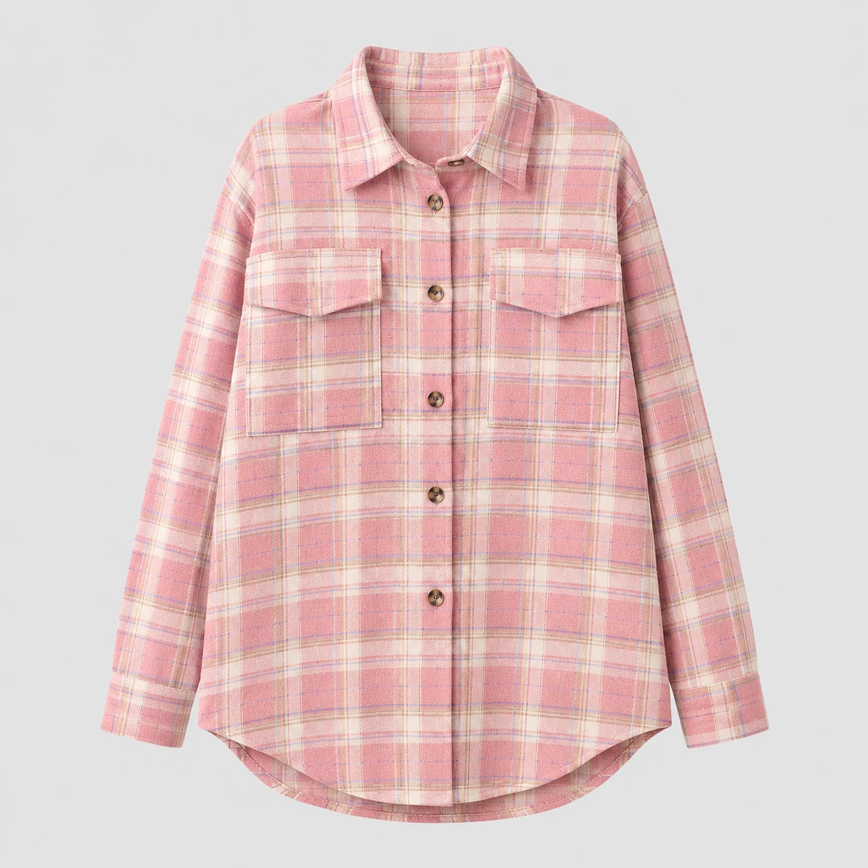 Plaid Button Front Shirt Jacket WHD0606295