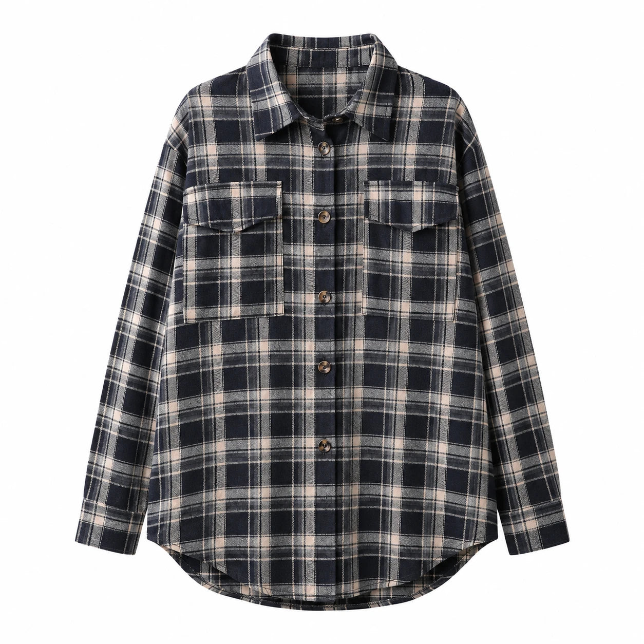 Plaid Button Front Shirt Jacket WHD0606295