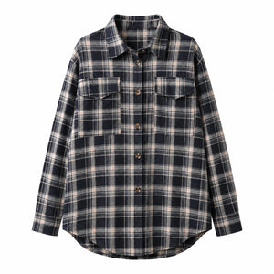 Plaid Button Front Shirt Jacket WHD0606295