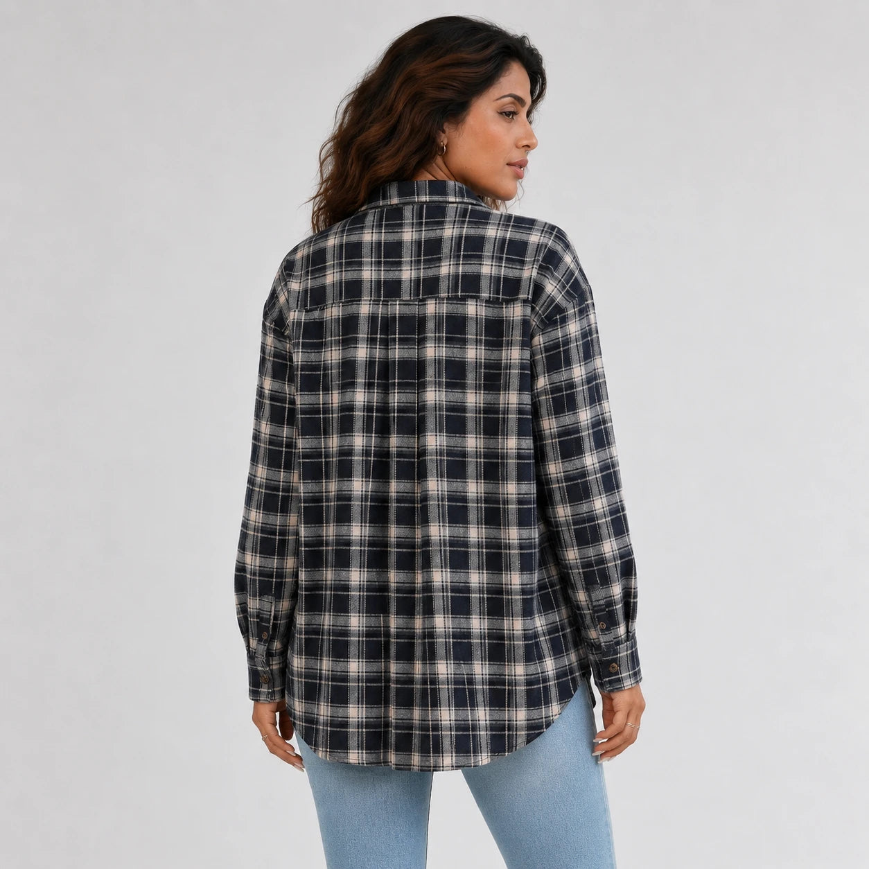 Plaid Button Front Shirt Jacket WHD0606295