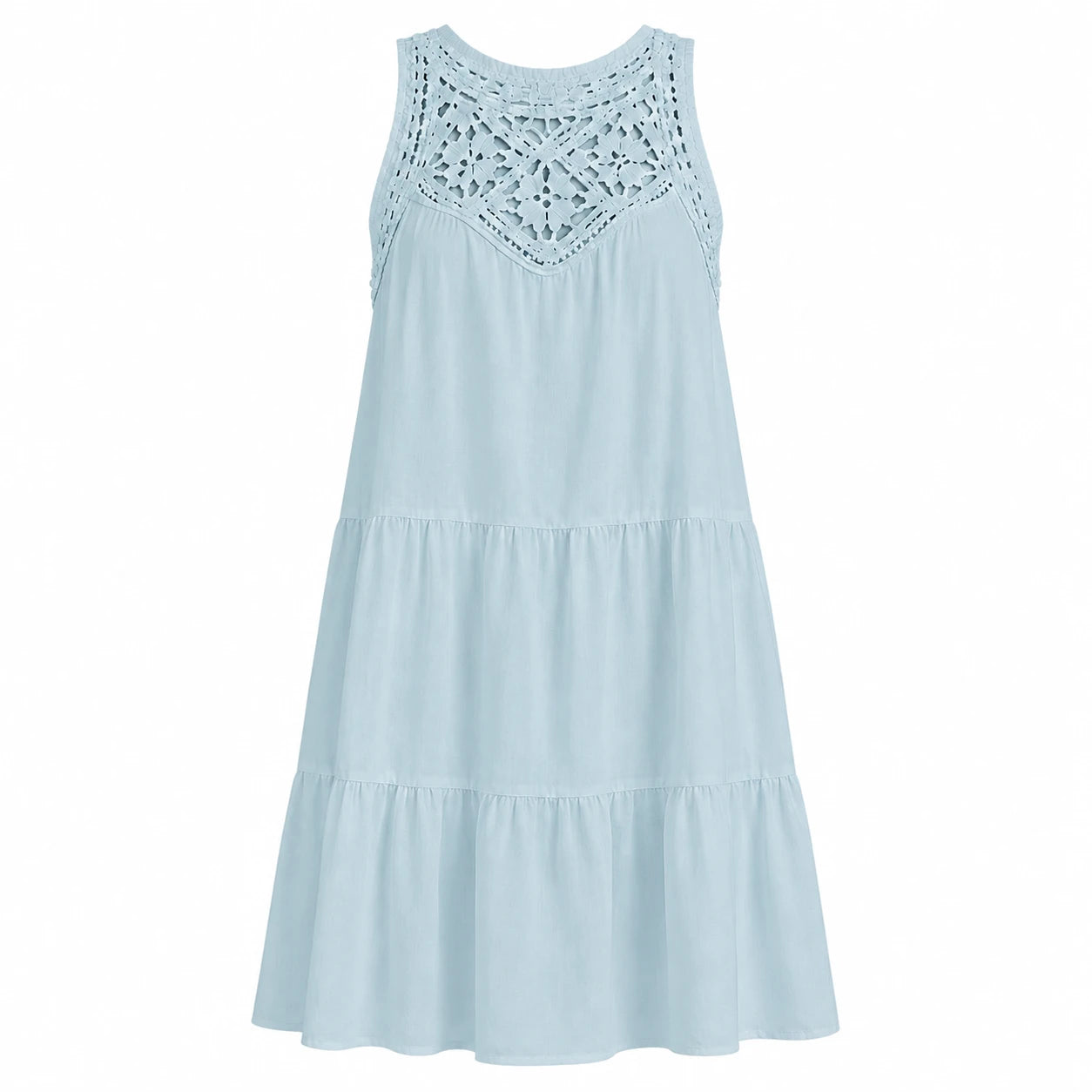 Crochet Yoke Tiered Dress WHD0606300