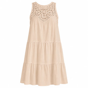Crochet Yoke Tiered Dress WHD0606300