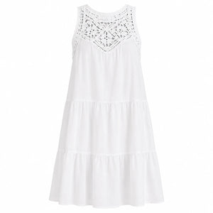 Crochet Yoke Tiered Dress WHD0606300
