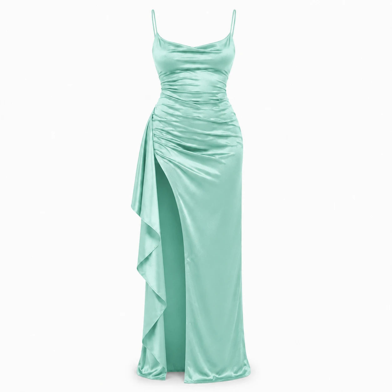 Ruched Slit Maxi Dress WHD0606301
