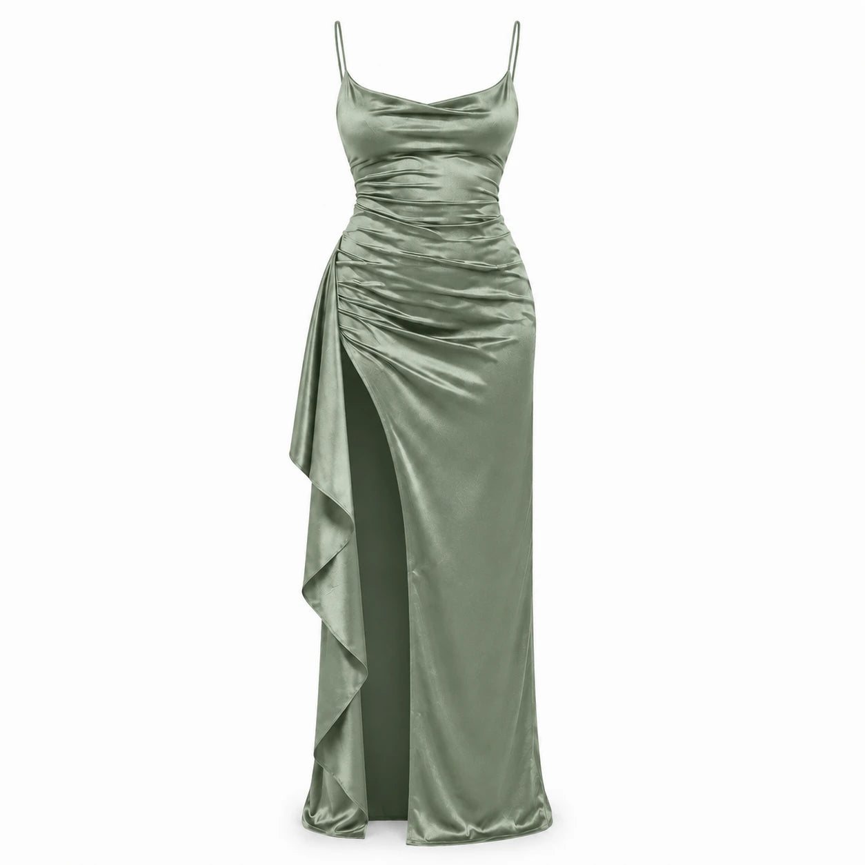 Ruched Slit Maxi Dress WHD0606301