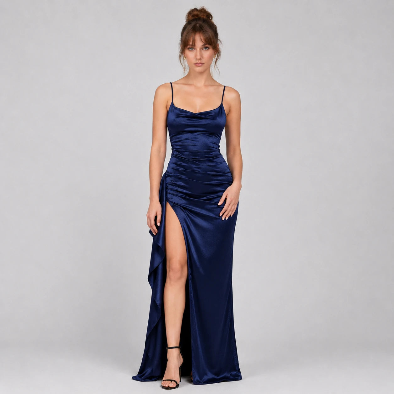 Ruched Slit Maxi Dress WHD0606301