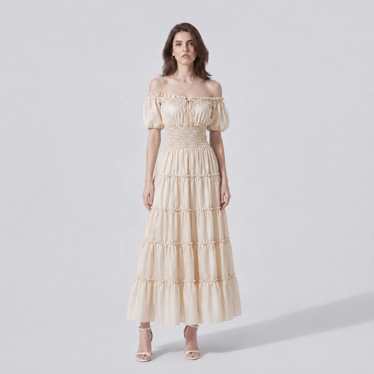 Off-Shoulder Tiered Maxi Dress WHD0606303