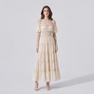 Off-Shoulder Tiered Maxi Dress WHD0606303