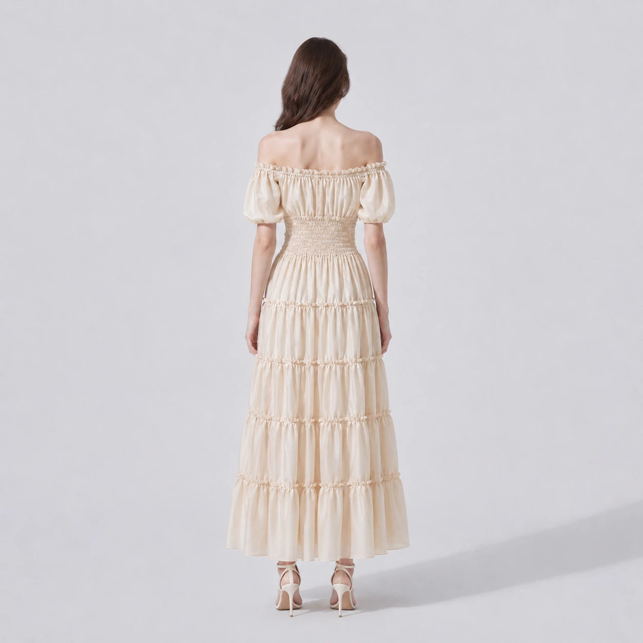 Off-Shoulder Tiered Maxi Dress WHD0606303
