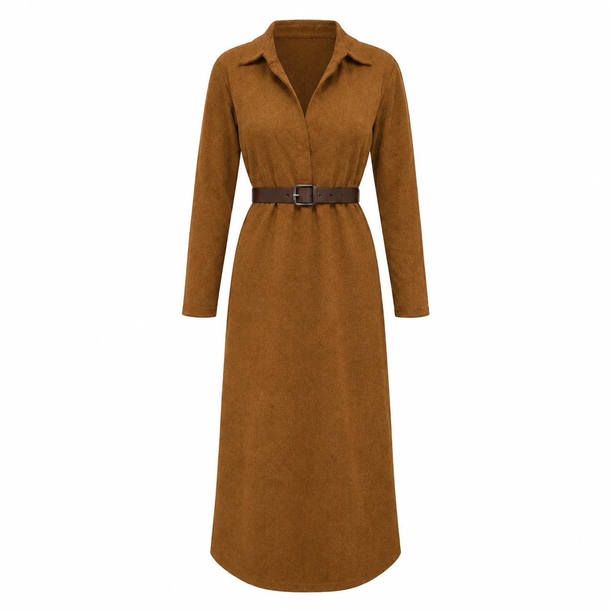 Belted Burgundy Midi Dress WHD0606304