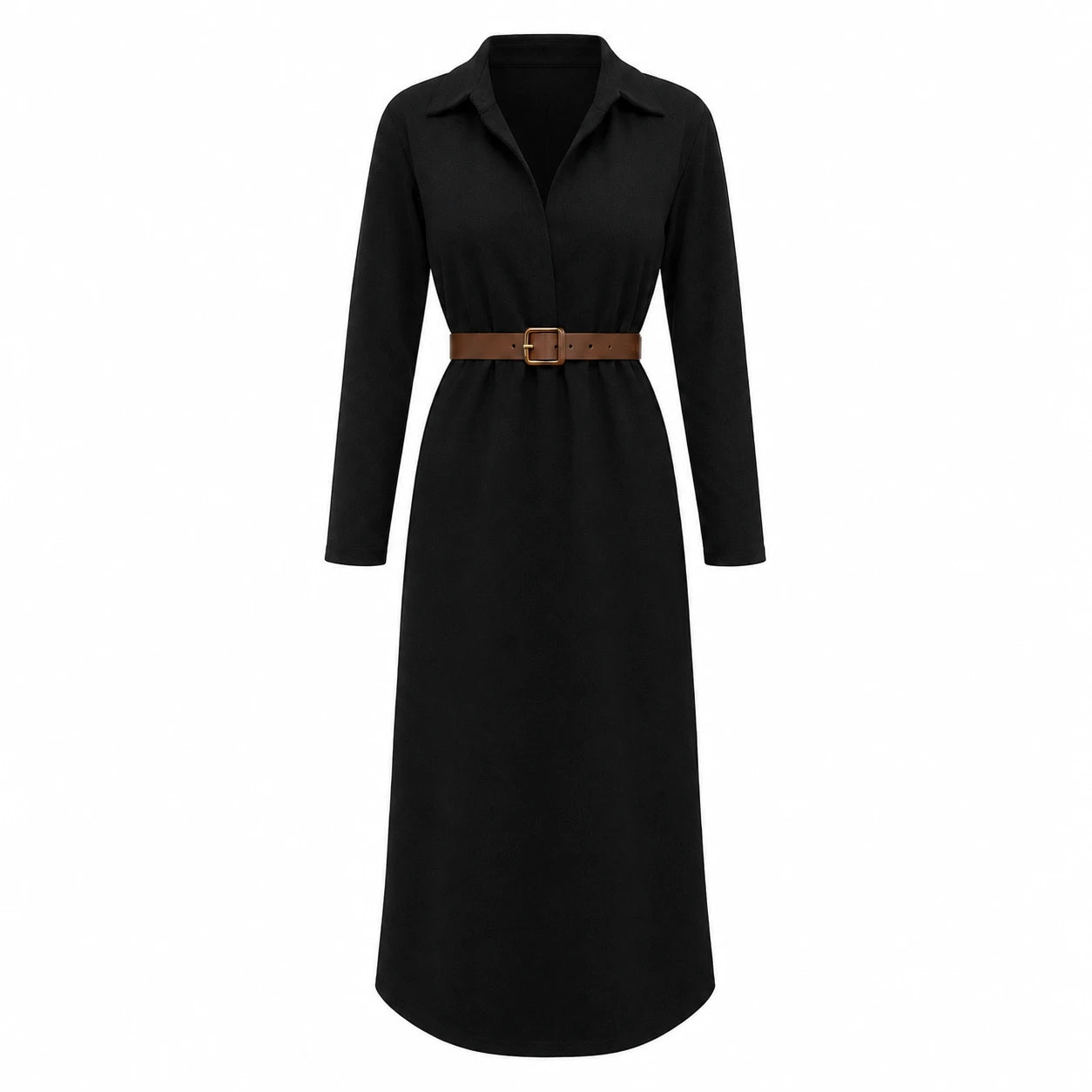 Belted Burgundy Midi Dress WHD0606304
