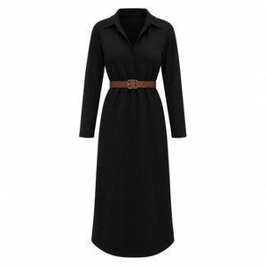 Belted Burgundy Midi Dress WHD0606304