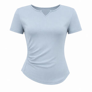 Ruched V-Neck Active Tee WHD0606321-JYMD026