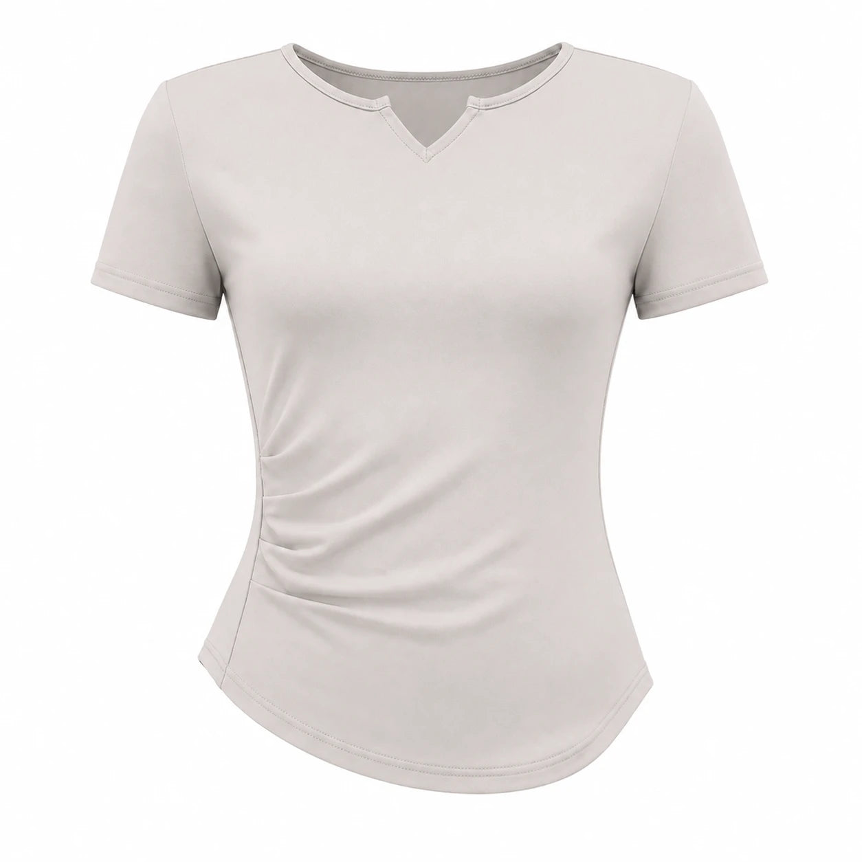 Ruched V-Neck Active Tee WHD0606321-JYMD026