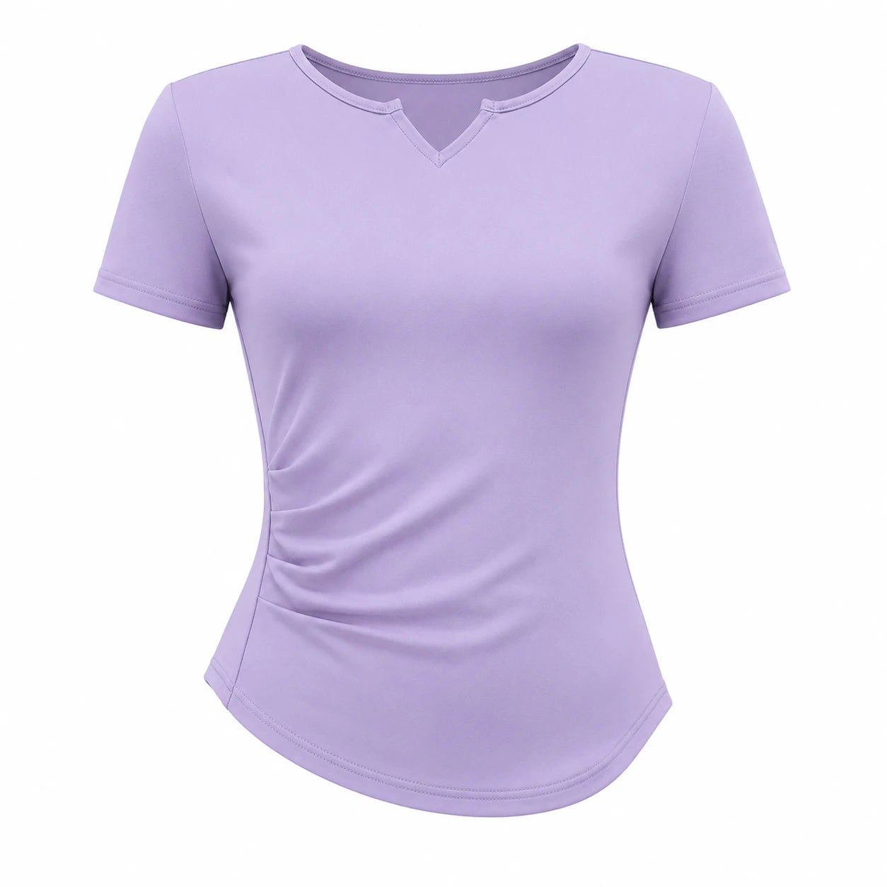 Ruched V-Neck Active Tee WHD0606321-JYMD026
