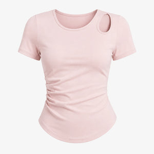 Asymmetric Cutout Ruched Top WHD0606325-JYMD105
