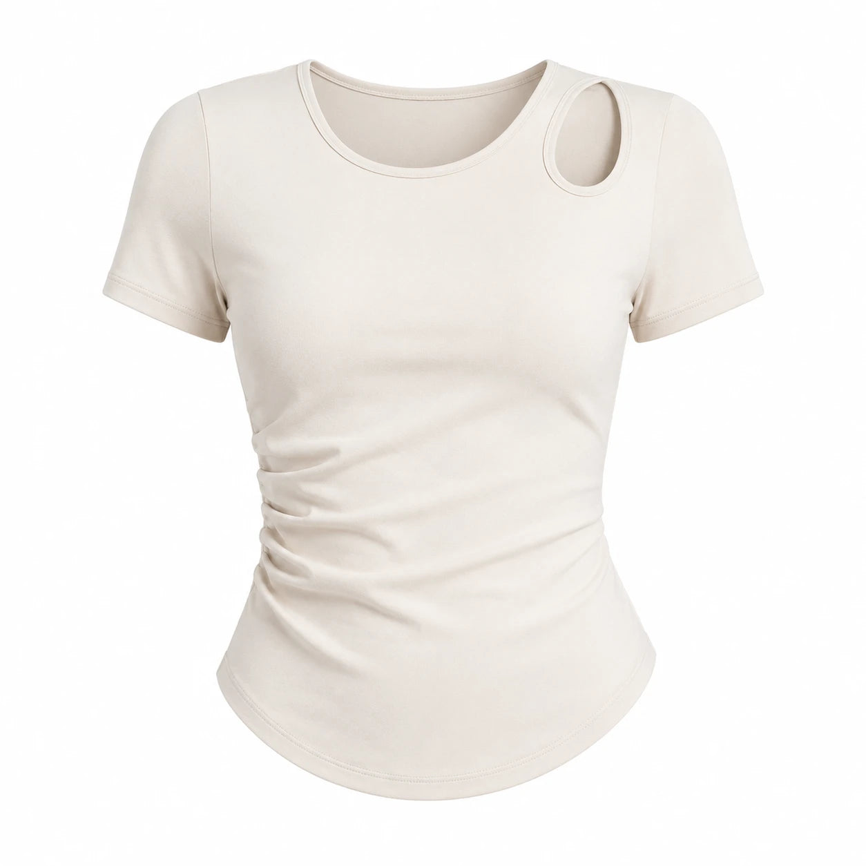 Asymmetric Cutout Ruched Top WHD0606325-JYMD105