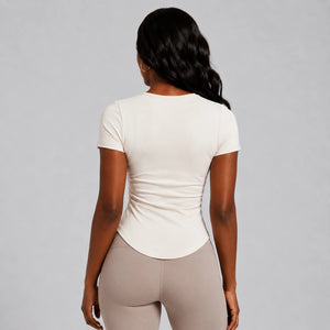 Asymmetric Cutout Ruched Top WHD0606325-JYMD105