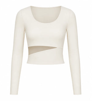 Asymmetric Cutout Long Sleeve Top WHD0606345-JYMC023