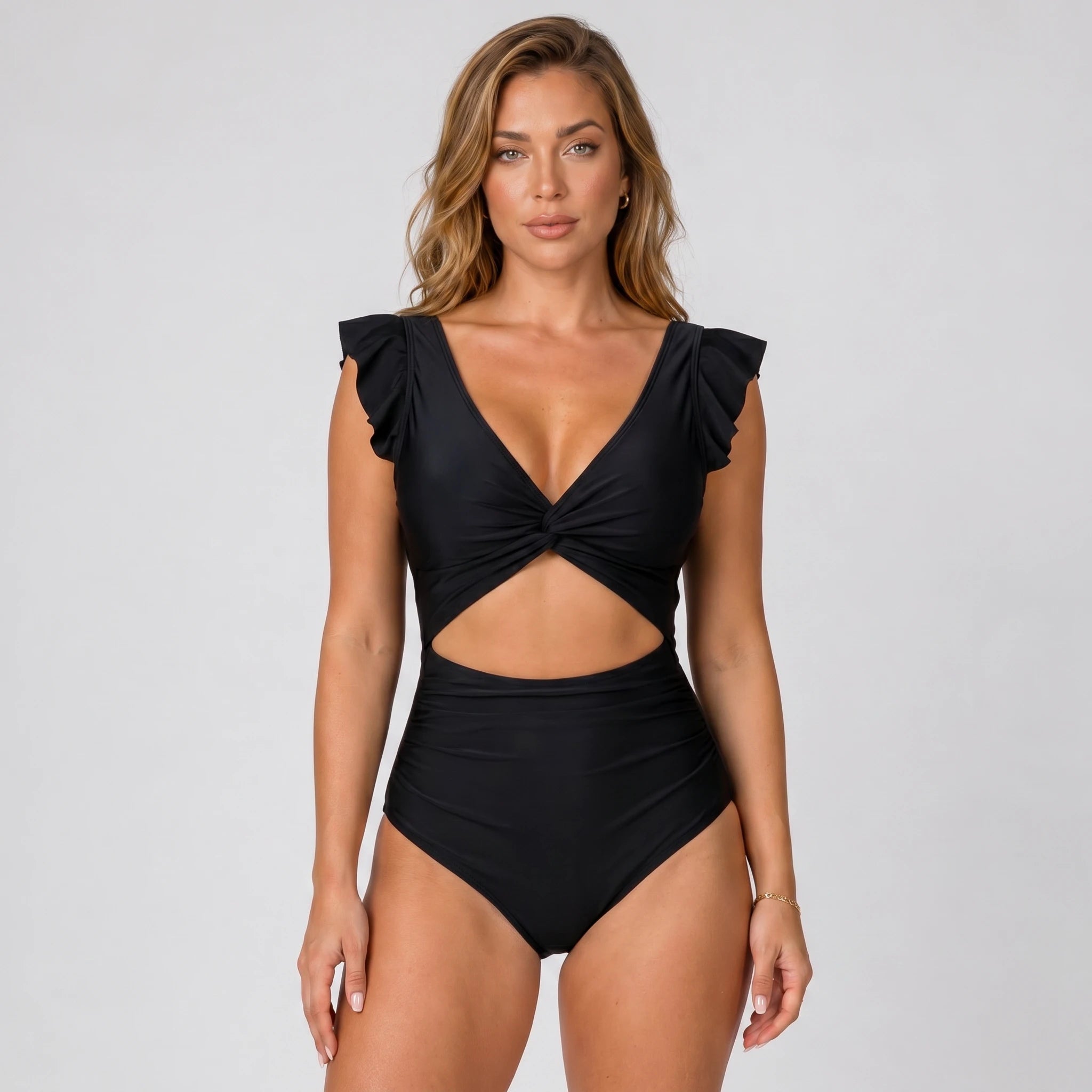 Flutter Sleeve Cutout Swimsuit WHD0606363-KA-22020-01